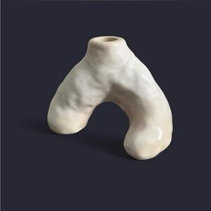 Modern Cream Ceramic Candlestick Holder